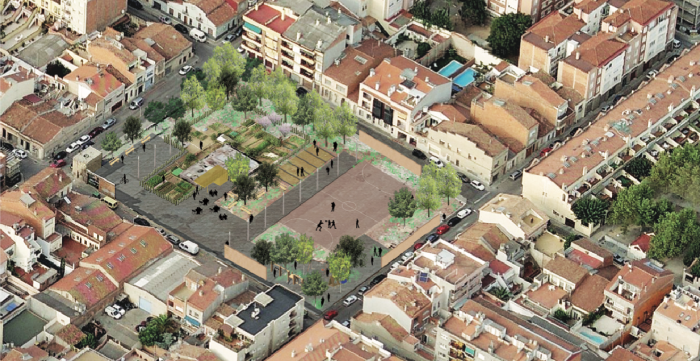 Sota la proposta veïnal per al Vapor Cusidó, les vistes de l’antic edifici fabril i de l’estat actual del solar