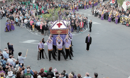 Uno de los momentos de la procesión de Can Puiggener, en la edición del pasado año