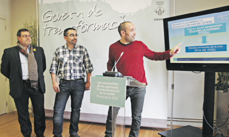 Ramon Vidal, Gabriel Fernández i Joan Berlanga en la presentació del pressupost