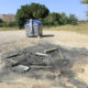 Un contenidor cremat a la zona esportiva de Can Rull. Foto: Lluís Franco.