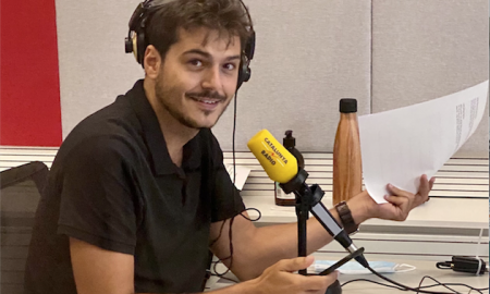 Jordi Ramoneda, treballant a l'estudi de Catalunya Ràdio / Cedida