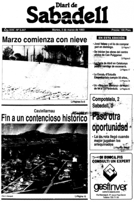 Nevada del 2 de març del 1993 a Sabadell